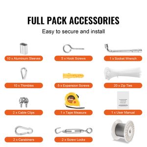 Kit Cavo in Acciaio Inossidabile 304 da 1/8'' x 304 cm con 59 Accessori, Resistenza alla Rottura 650 Libbre, 7x7 Fili per Costruzioni - Product Image 6