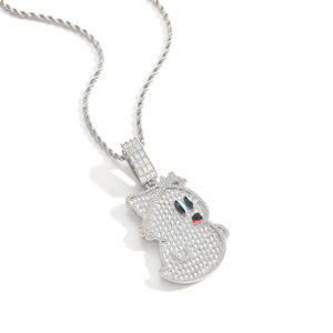 Colgante de Fantasma de Dibujos Animados, Plata 925 con Baño de Rodio, Microincrustaciones de Diamantes, Charm Temático Unisex para Uso Diario - Product Image 1