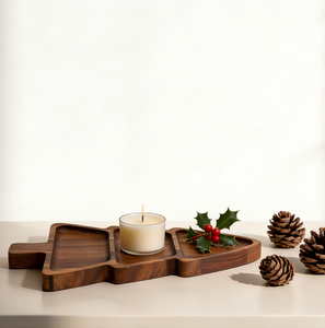 Plateau de service décoratif en bois en forme d'arbre, à compartiments, pour noix, fruits secs, apéritifs et présentation de table - Product Image 3