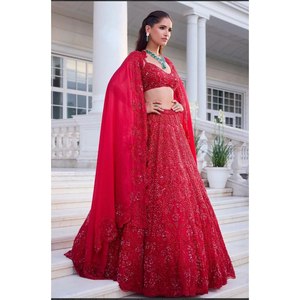 Designer European Clothing <b>Beautiful</b> Embroidery Work Lehenga Choli - Product Image 2