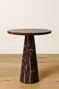 Table sur piédestal en marbre rouge |   Table d'appoint en pierre faite à la main, hauteur 20 pouces - Product Image 4