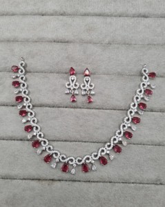 Ensemble collier et boucles d'oreilles de luxe pour femme, avec diamants américains, motif boucle infinie, micro-pavé, collier à franges ondulées et boucles d'oreilles, fabricant - Product Image 2