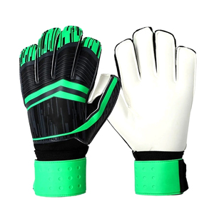 Gants de gardien de but de football, doigts entiers, en PU, antidérapants, respirants, avec fermeture auto-agrippante, sangle de poignet réglable, unisexe, vert et noir - Product Image 3