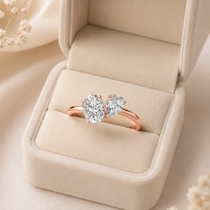 MAHANT GEMS Toi Et Moi Bague de luxe pour femme en or 10K avec diamant de laboratoire taille poire coussin, certifiée IGI, vente en gros OEM, bijoux fins - Product Image 2