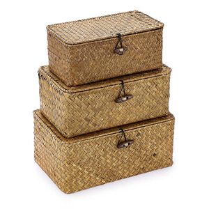 Coffret cadeau de parfum minimaliste en raphia, nouveautés, boîtes en jonc de mer, boîtes de rangement multi-usages - Product Image 1