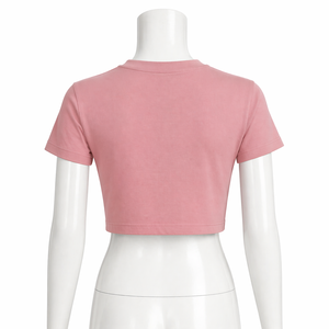 Camiseta Corta Ajustada para Mujer, 100% Algodón, 210 GSM, Manga Corta, Logotipo Personalizado, Impresión Serigráfica, Antiencogimiento, Transpirable, Informal - Product Image 2