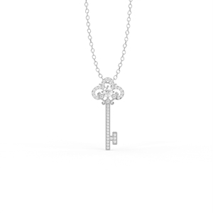 Collier pendentif clé en or 14 carats avec diamant cultivé en laboratoire certifié IGI Aarinya, accent diamant, bijoux classiques pour femmes, idéal pour un cadeau quotidien - Product Image 2