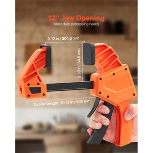 Morsetto/Divaricatore a barra in legno premium da 12 pollici, con azionamento a una mano, confezione da 2, a presa rapida, tipo F, limite di carico 340 libbre - Product Image 3