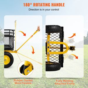 Chariot de jardin robuste en acier, capacité 500 lb, chariot utilitaire en métal 180 cm, côtés en maille amovibles, convertible en chariots à main et en chariots à roulettes - Product Image 6