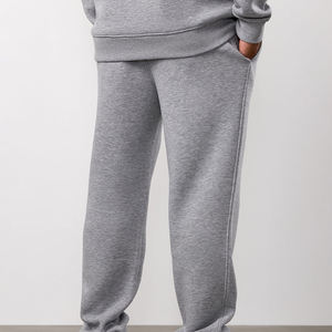Ensemble de survêtement décontracté pour homme, gris, grande taille, avec sweat à capuche et pantalon de jogging, couleur unie, manches longues, poids moyen - Product Image 3