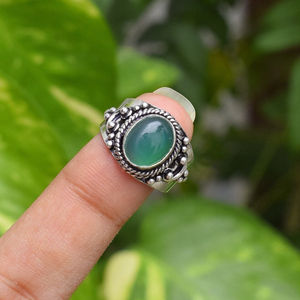 Bague en onyx vert, argent sterling 925, bague artisanale, bijou de créateur - Product Image 2