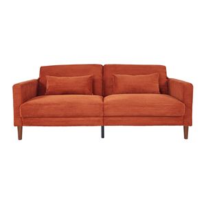 Divano Moderno 2140OG a Due Posti in Velluto a Coste Arancione per Soggiorno, Camera da Letto e Ufficio in Spazi Ristretti - Product Image 1