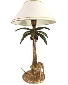 Lámpara de Mesa Estilo Costero con Base de Latón en Forma de Palmera y Pantalla de Tela Blanca, E27 LED 2700K, Luz Cálida, Decoración para Dormitorio - Product Image 2