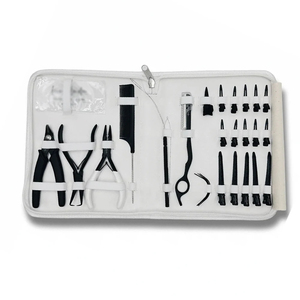 Kit d'outils pour extensions de cheveux en acier inoxydable : Ouvre-perles et pinces pour micro-anneaux, ensemble d'outils de pose de perles pour usage en salon - Product Image 1