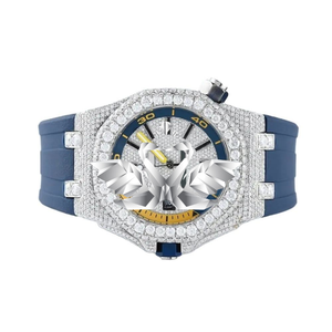 Luxury Iced Out Moissanite Sports <b>Watch</b> for Men, Blue Rubber Strap, Full Diamond Paved <b>Case</b>, Custom Hip Hop Wristwatch - Product Image 2
