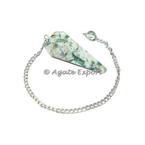 Venta al por mayor de péndulos facetados de Chakra de multi-fluorita, Péndulo de cristal curativo de ágata con cadena de material de piedras preciosas - Product Image 4