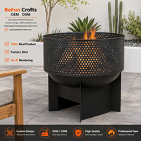 Brasero sans fumée avec grille de barbecue amovible, foyer en acier thermolaqué haute température, foyer extérieur à bois à 2 niveaux de hauteur