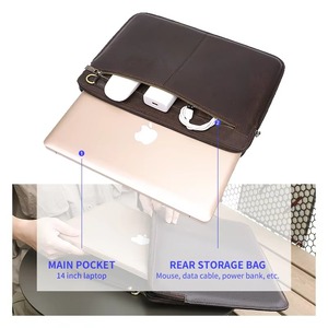 Genuine Leather Durable Lightweight Vintage Sling <b>Laptop</b> <b>Sleeve</b> Slim Modern Business Men's Protective LS-0288 - Product Image 3