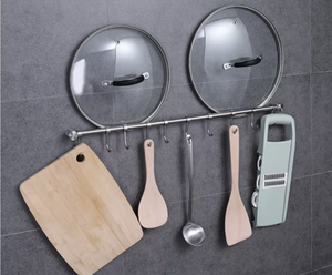 OEM/ODM Vietnam Wall Mount Kitchen Organizer Rail with 10 <b>S</b> <b>Hooks</b> Pot Pan Lid Storage Rack - Product Image 4