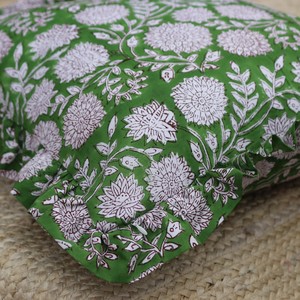 Floral Ruffle Cushion Cover Square Bohemian Style Home Decor Pillowcase Green <b>White</b> Pattern Handmade Cotton - Product Image 6