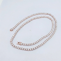 Colliers de mariage en argent 925 plaqué rhodium, avec breloques de bijoux hip-hop, chaîne tennis VVS en moissanite 3mm, compatibles testeur de diamant