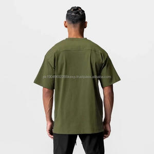 เสื้อยืดผู้ชายลำลองผ้าฝ้ายลายเรียบ ใส่สบาย ดีไซน์ไหล่ตก ทรงหลวม - Product Image 4