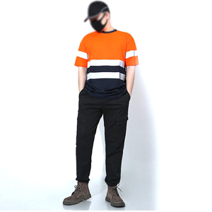 T-shirts de travail réfléchissants personnalisés à col rond pour hommes, haute qualité - Product Image 2