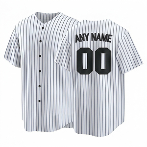 Camiseta de béisbol personalizada con rayas blancas para hombre, manga corta, con botones en la parte delantera, ropa deportiva que absorbe la humedad, cualquier nombre, número 00 - Product Image 6