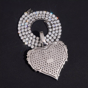 Collier pendentif cœur en argent 925 et moissanite pour homme, style chaîne tennis avec breloque cœur glacé et diamants, cadeau de luxe audacieux pour lui - Product Image 5