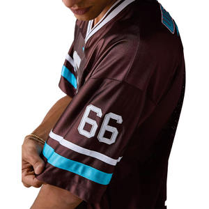 Maillot de football américain sur mesure pour homme en maille polyester, col en V, avec numéros en twill, style streetwear, production OEM en gros - Product Image 4