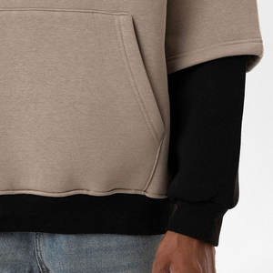 Sudadera con capucha de invierno al por mayor, de doble capa de forro polar lavado, personalizada, extragrande, 100% algodón, lisa, corta, con hombros caídos para hombre - Product Image 6