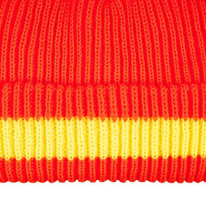 Five B Wholesale CustomUnisex Knitted Beanie Hat <b>Red</b> Yellow Stripe Casual Winter Warm Cap Knitted Handmade Beach Use - Product Image 6