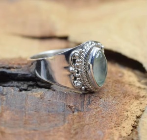 Anillo de Plata de Ley 925 al por Mayor con Prehnita Verde Natural, Corte Marquesa, Joyería de Diseño para Mujer - Product Image 5