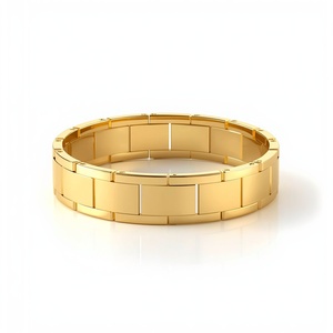 Brazalete de Oro Sólido de 10K, Joyería de Oro Real, Proveedor Mayorista, Pulseras Minimalistas de Oro de 10 Quilates, Eslabones Geométricos Cuadrados - Product Image 4