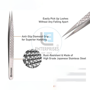 Pince à épiler classique pour cils - Acier inoxydable de haute qualité, durable, précision optimale, prise en main parfaite, longueur 12 cm, pointe en fibre lisse, usage professionnel en salon - Product Image 5