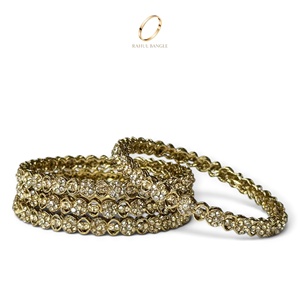 Elegante Brazalete Chapado en Oro con Circonita Cúbica Estilo Kashmiri, Joyería de Boda para Mujer, Venta al Por Mayor al Precio Más Bajo - Product Image 1