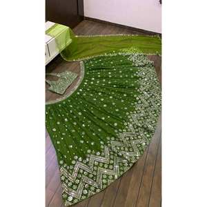 Diseñador indio y pakistaní de fiesta Lehenga Choli con Secuencia y trabajo Zari - Product Image 3