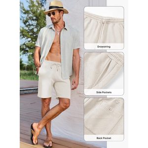 2025 hommes High Street Style décontracté 7 \ "été cordon sweat Shorts taille élastique Texture solide Logo décorations XXS taille - Product Image 3