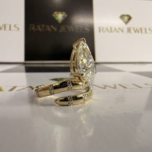 IGI Certified Diamond <b>Custom</b> Engagement <b>Rings</b> 1CT Pear Cut CVD Lab Diamond <b>Ring</b> 14K Real Gold Lab Grown Diamond <b>Ring</b> - Product Image 6