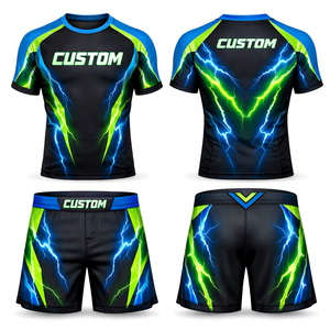 Créez votre propre rashguard personnalisé avec logo imprimé par sublimation, séchage rapide, pour hommes, rashguard MMA, shorts de grappling, compression. - Product Image 1