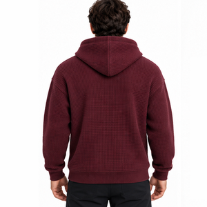 <b>Mens</b> Waffle Knit Hoodie Long Sleeve Pullover Thermal Casual Winter Fashion Streetwear Custom Hooded <b>Sweatshirt</b> Wholesale Wear - Product Image 5