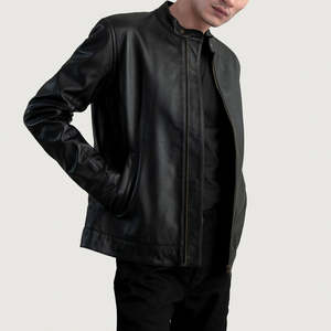 OEM Custom Ray Cutler <b>Brown</b> <b>Leather</b> Bomber <b>Jacket</b> Waterproof Winter Stand Collar Streetwear Zipper Closure Cotton Lining <b>Men</b> - Product Image 5
