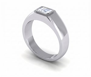 Natural Emerald Cut Diamond D VVS1 18K White Gold Bezel Signet <b>Ring</b> <b>Men</b> Women Luxury Fine Jewelry - Product Image 5