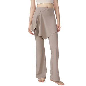 Shorts de Yoga de Cintura Alta con Pierna Ancha, Diseño Asimétrico de Color Sólido, Transpirables, Sin Costuras, de Nailon, Ropa Deportiva para Mujer - Product Image 3
