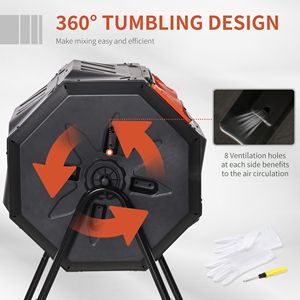 Composter da Giardino Moderno in Plastica da 43 Galloni, Rotante a 360°, su Misura (Arancione) - Product Image 5