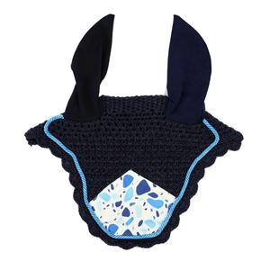 Coussin de selle en satin blanc et bleu imprimé par sublimation, coupe de saut, avec cordon bleu, doublure en bambou - Product Image 4