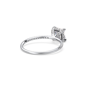 Bague de fiançailles solitaire REYES Asscher Cut en or massif 14 carats avec diamant de laboratoire HPHT CVD et halo caché pour femme, bijoux fins - Product Image 6