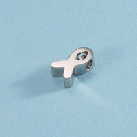 Perles intercalaires en acier inoxydable 3x8mm, breloques ruban rouge, pour la confection de bijoux personnalisés DIY, accessoires de sensibilisation au cancer du sein