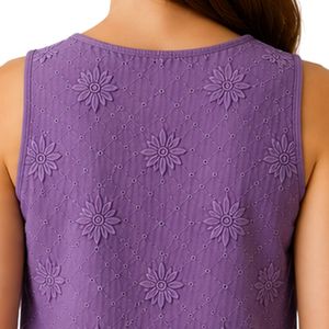 Top Corto Morado con Bordado Floral para Mujer, Chaleco de Verano sin Mangas de Algodón, Logotipo Personalizado, Moda Casual Urbana - Product Image 5
