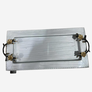 Bandeja de Vidrio Espejo Hecha a Mano en Acero Inoxidable con Diseño y Tamaño Personalizados, Elegante Bandeja de Servicio Geométrica con Acabado Metálico, Directo de Fábrica - Product Image 6